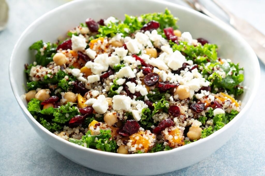 Kale Quinoa Chickpea Salad